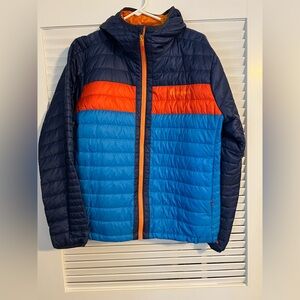 Cotopaxi Blue and Orange Puffer Jacket